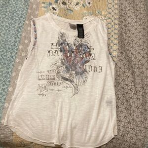 Harley Davidson tank. XL. White with red white and blue trim